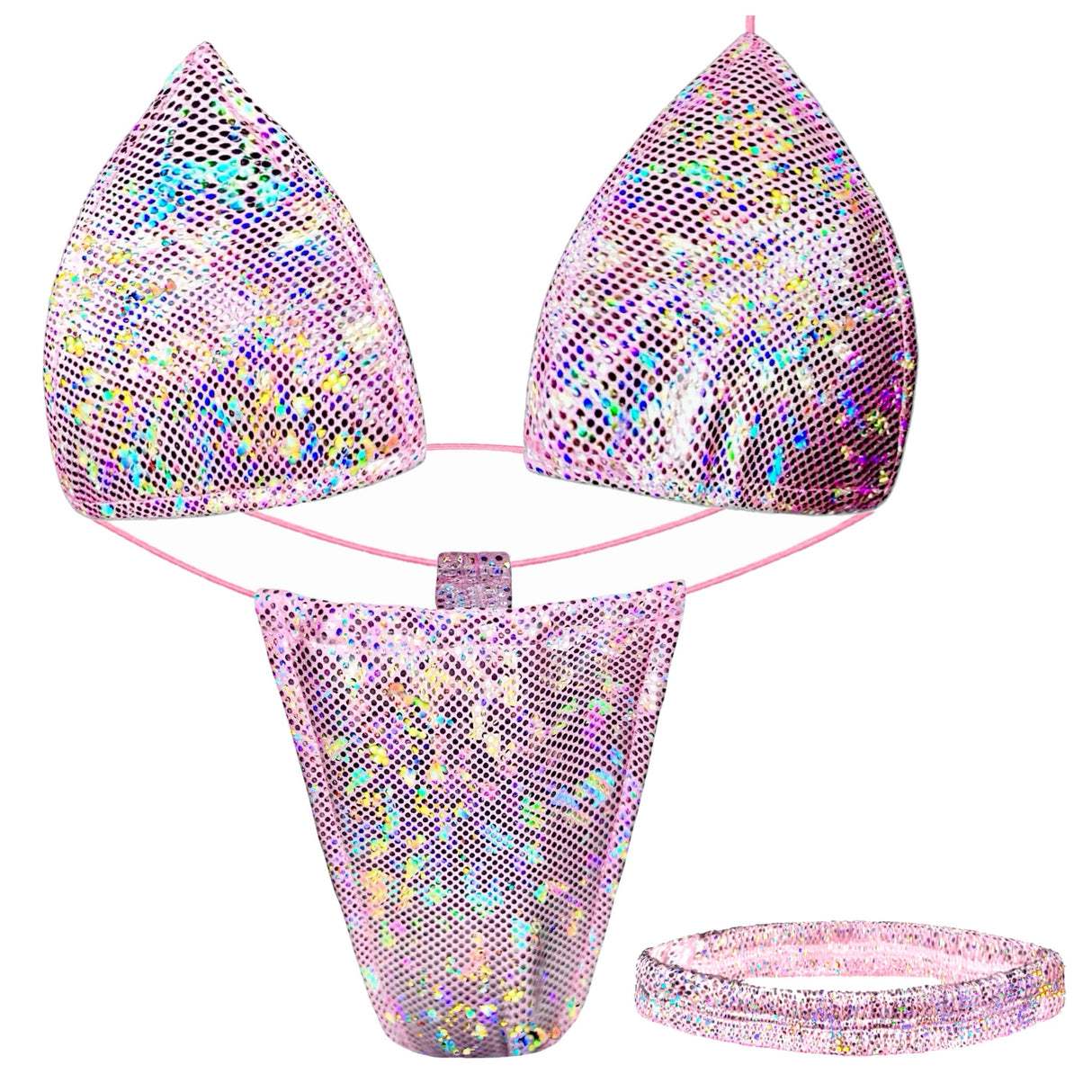 ACE Tieable Microkini + Garter: Halo Baby Pink