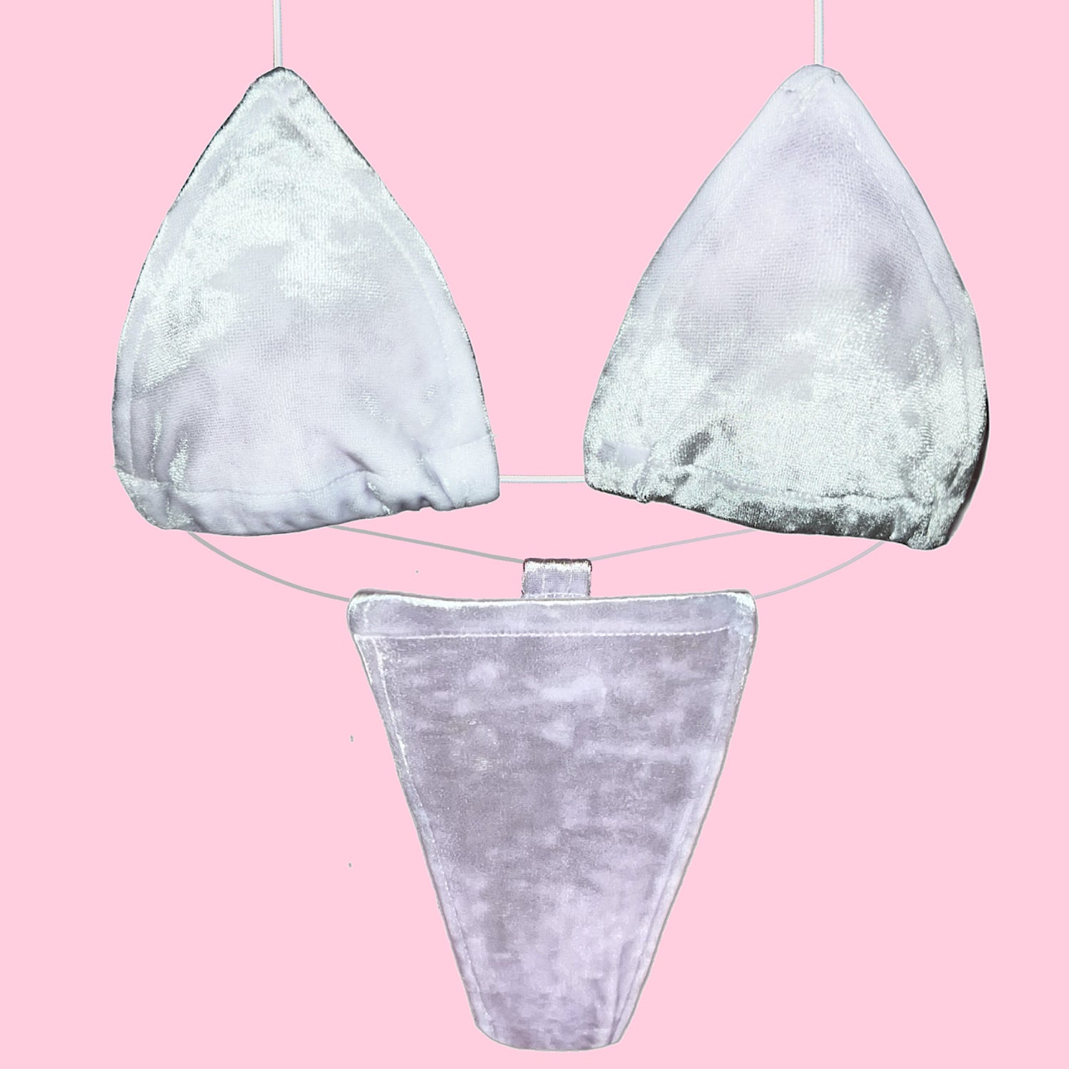 ACE Tieable Microkini + Garter: Velvet Crush White