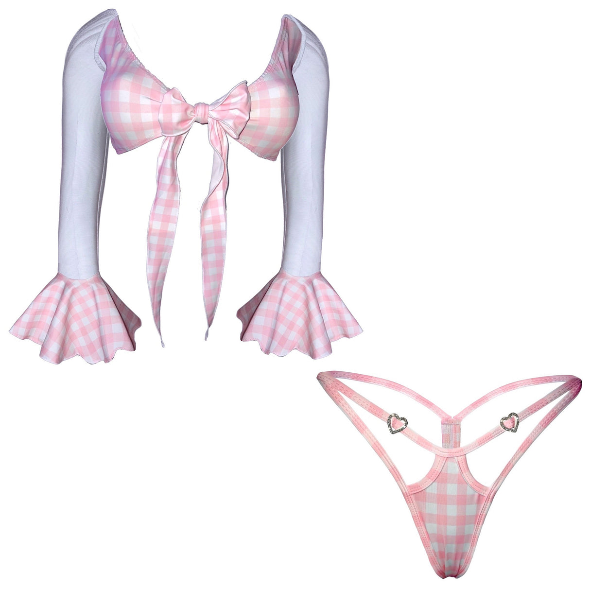 ACE Genie in a Bottle Set: Gingham Baby Pink & Mesh White