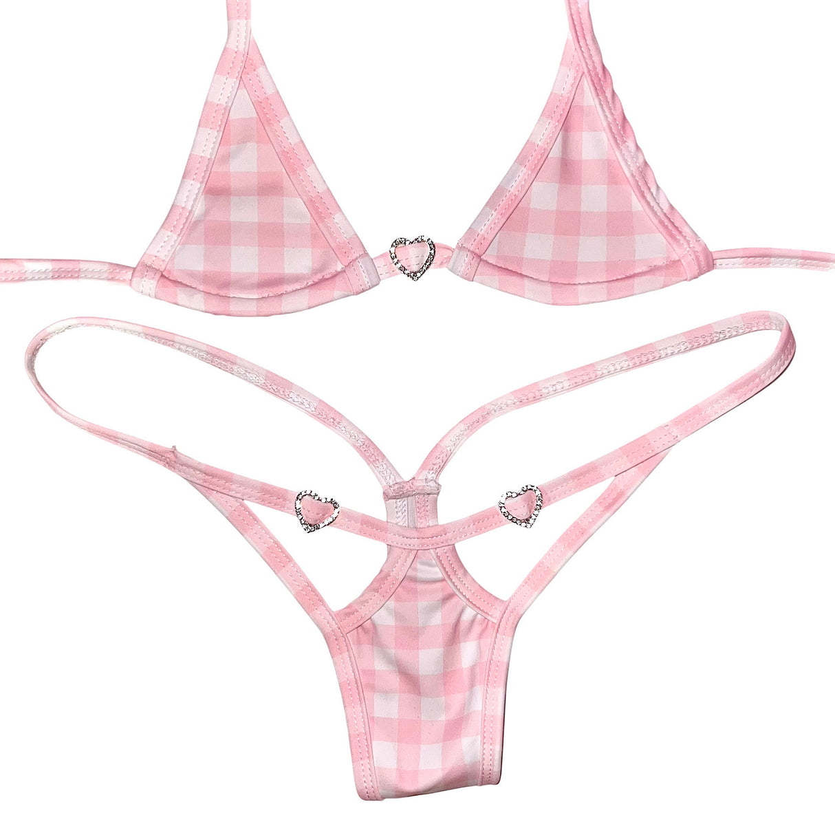 ACE Siren V Back Thong: Gingham Baby Pink