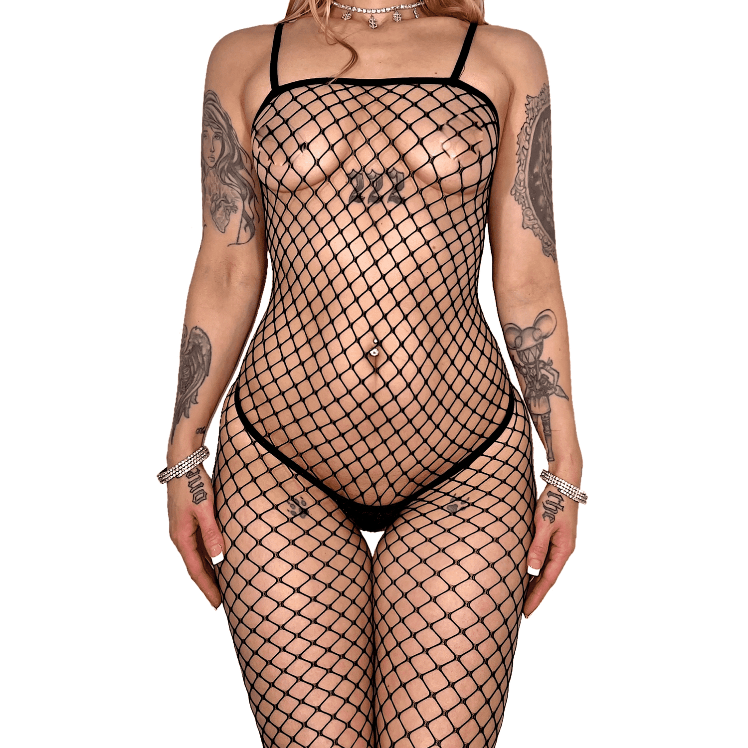 Freak-a-Leek Fishnet Bodysuit: Black