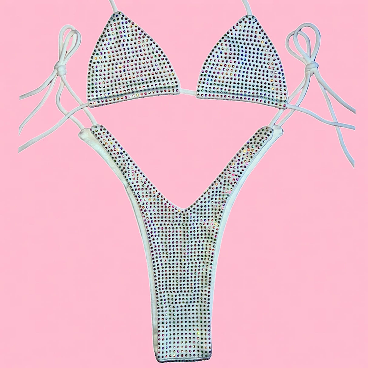 Angel Aura Hi Waist Set: Bedazzled White