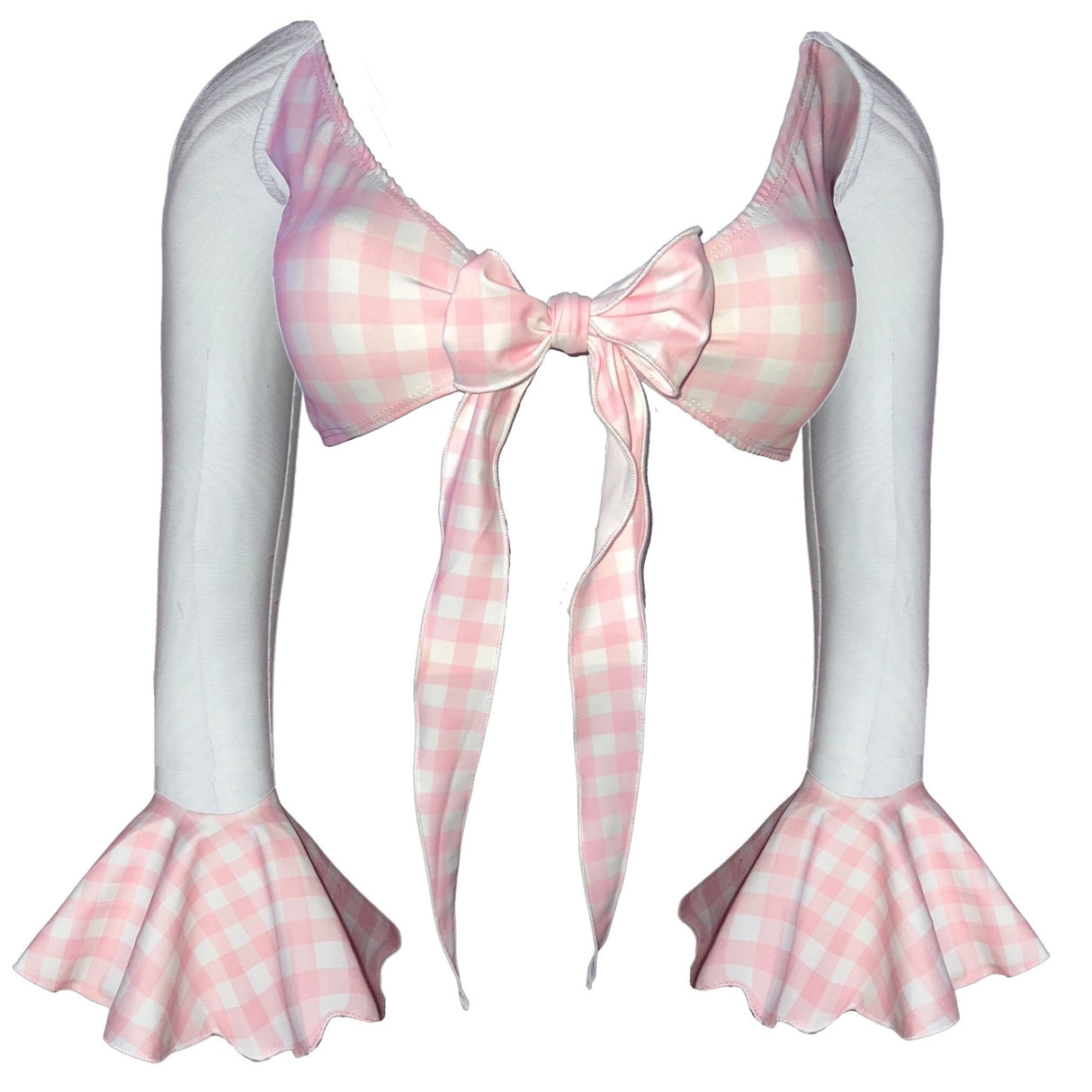 ACE Arabella Top: Gingham Baby Pink & Mesh White