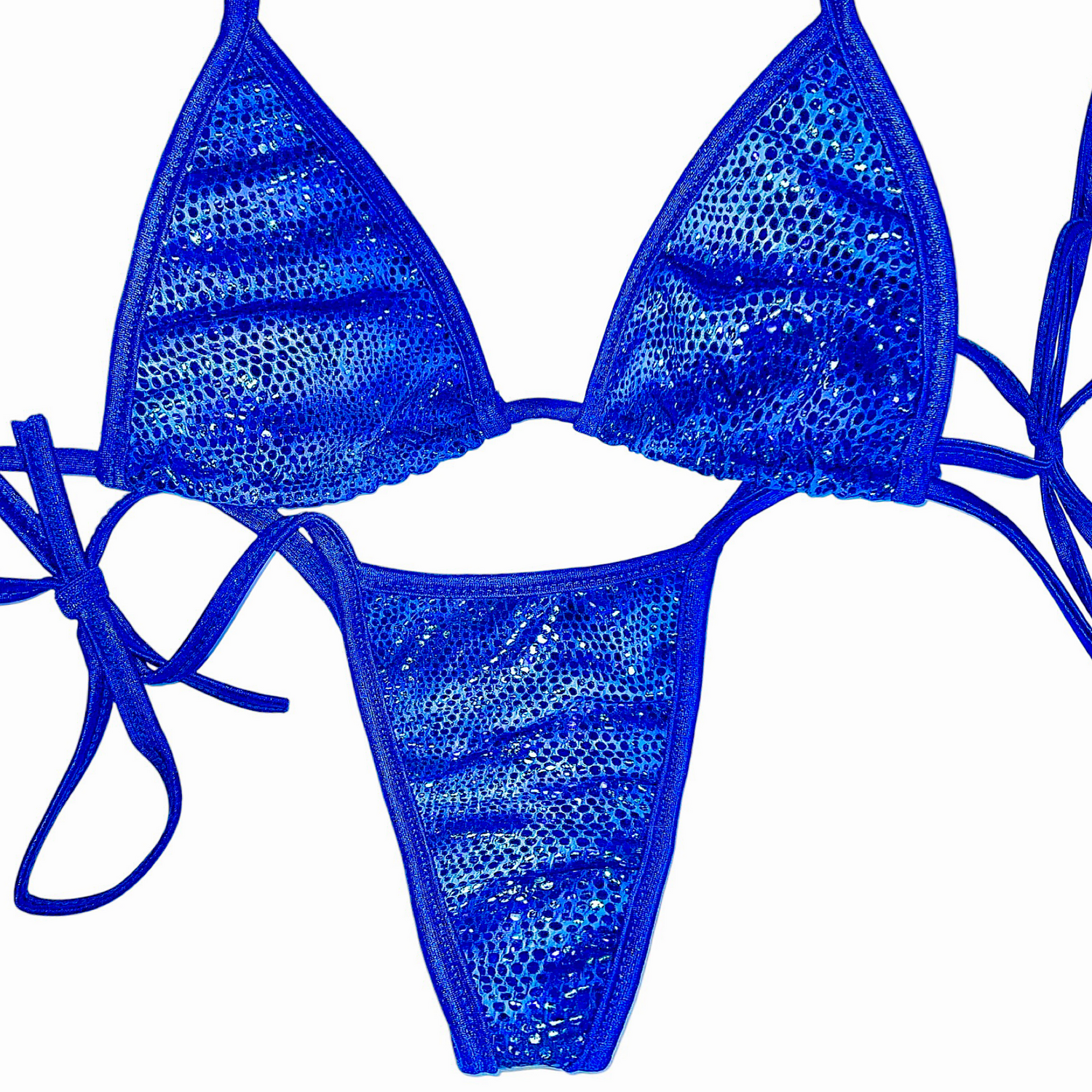 She's Perfect Mini Side Tie Kini: Holo Tiger Royal Blue