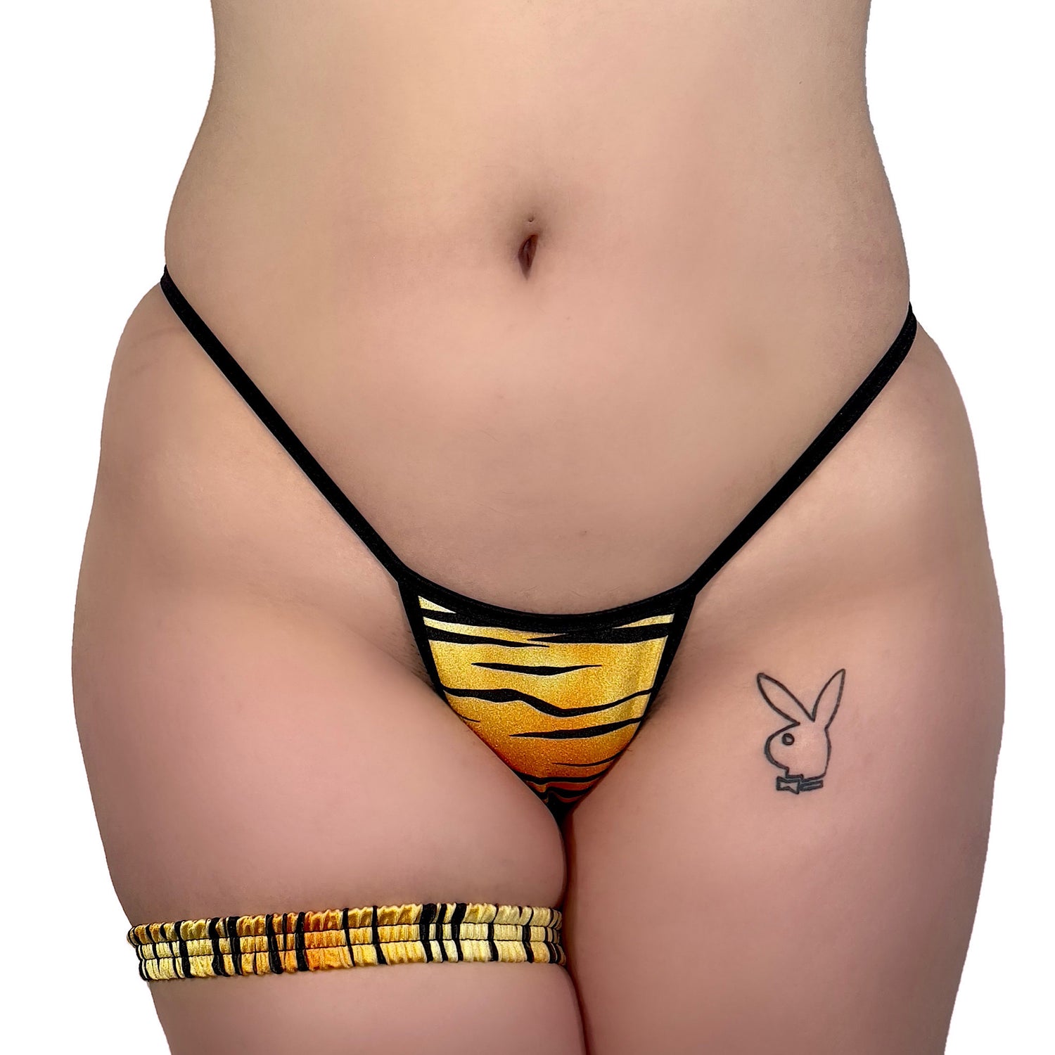 3 Piece Mini Kini & Matching Garter: Tiger Stripes