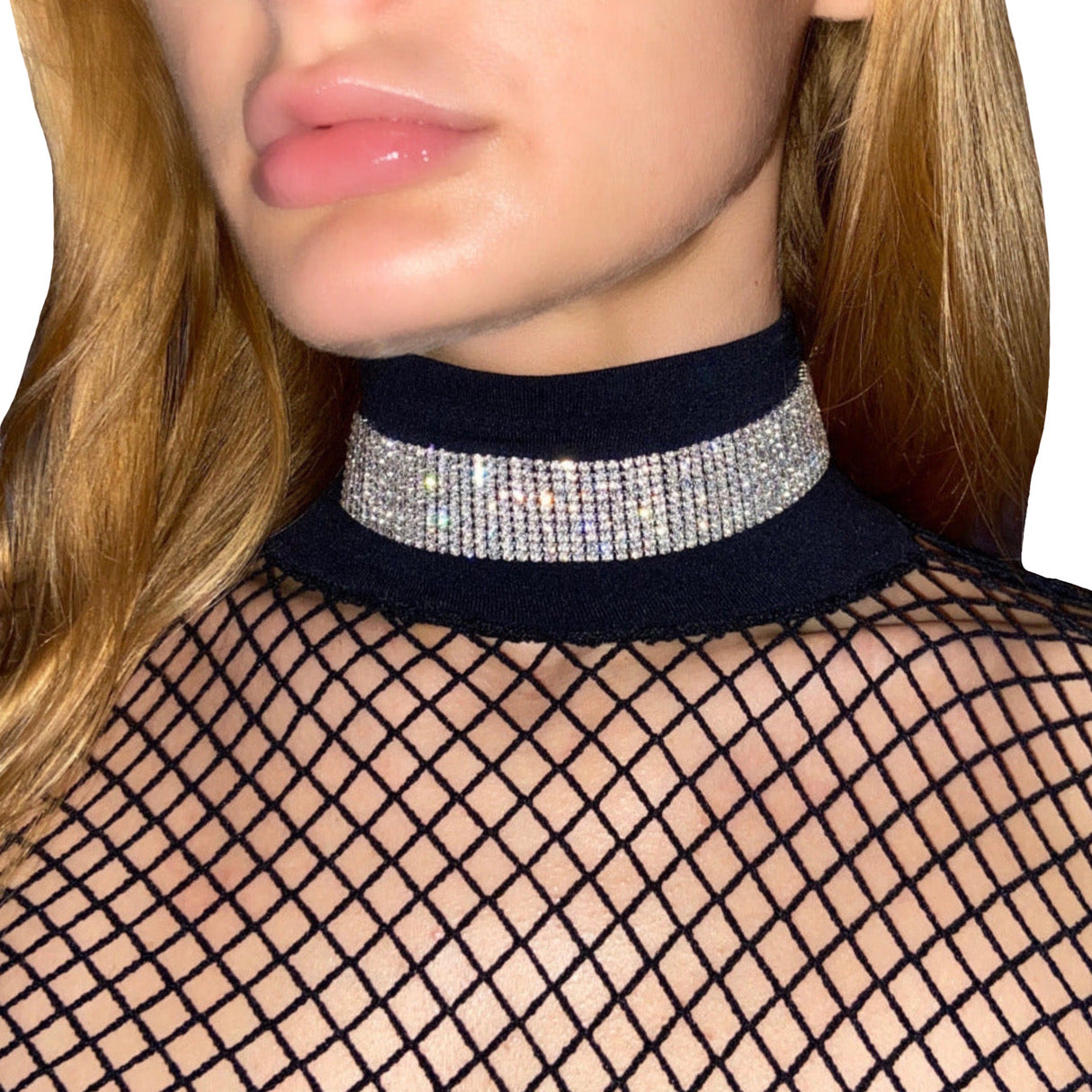 Stripper Big Drip Diamond Choker: Silver