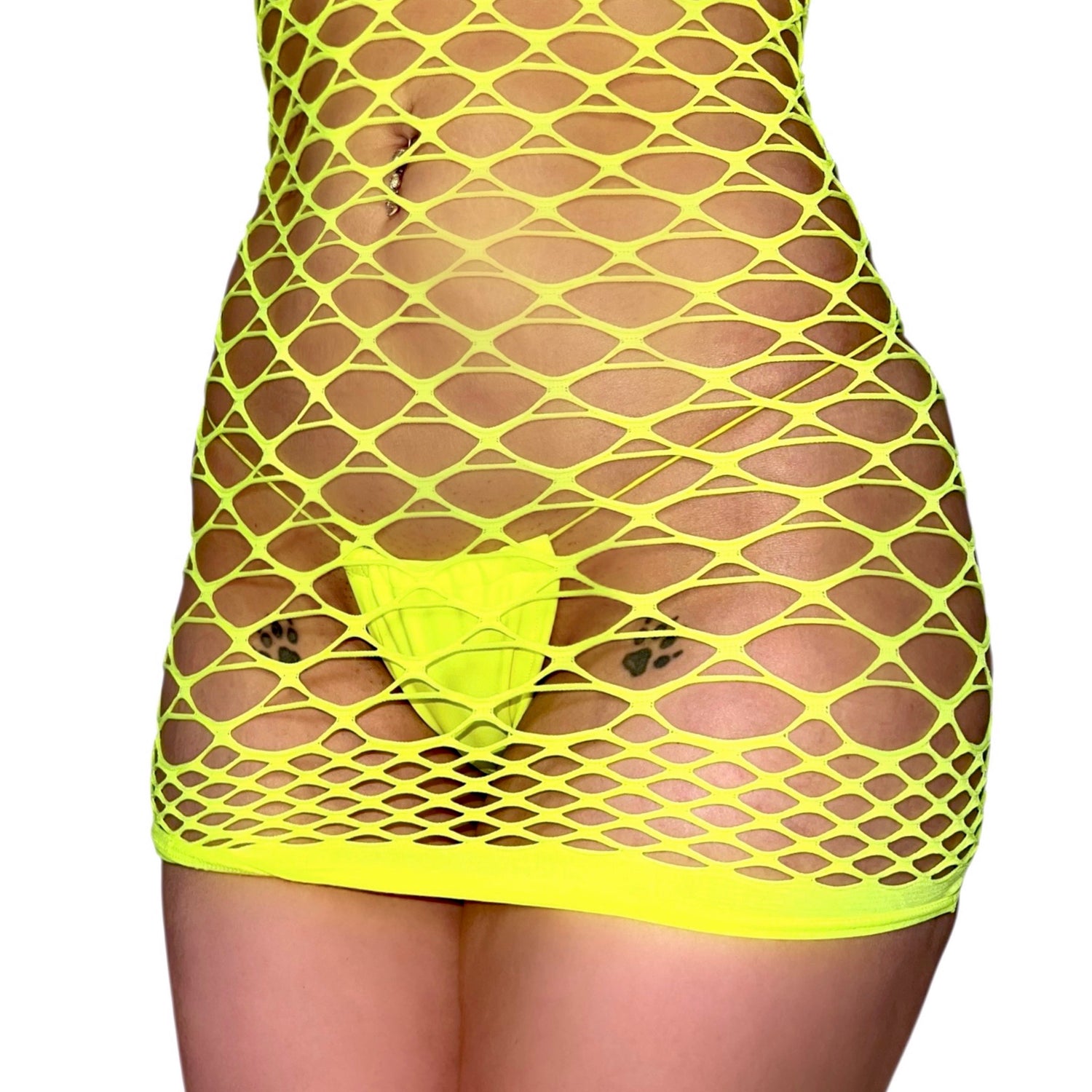 Grippy Neon Net Dress: Yellow