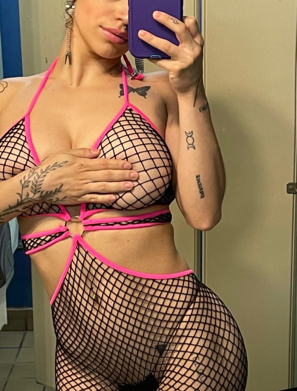 Famous on MySpace Bodysuit: Black n' Hot Pink
