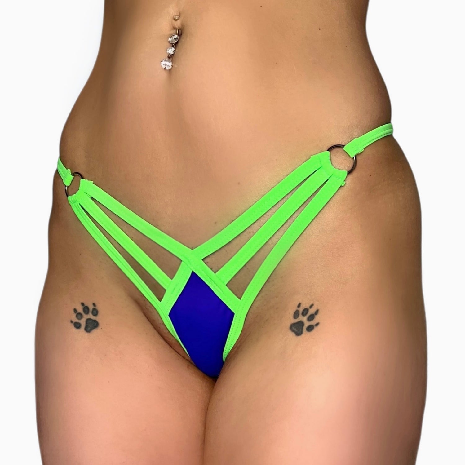 Strip Club to the Yacht Club Mini Kini: Purple & Lime Green