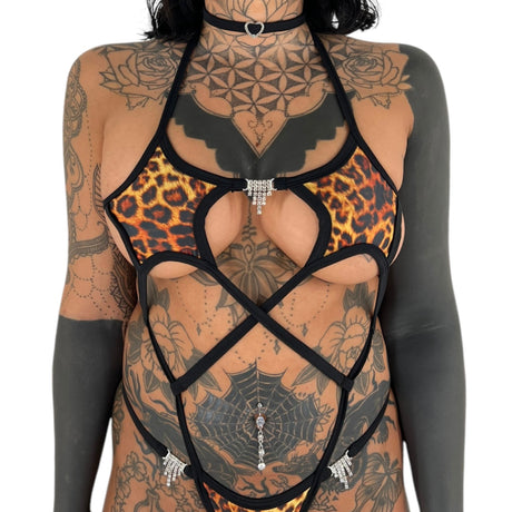 ACE Baby Star Sling Onesie: Leopard n’ Demon Time Black