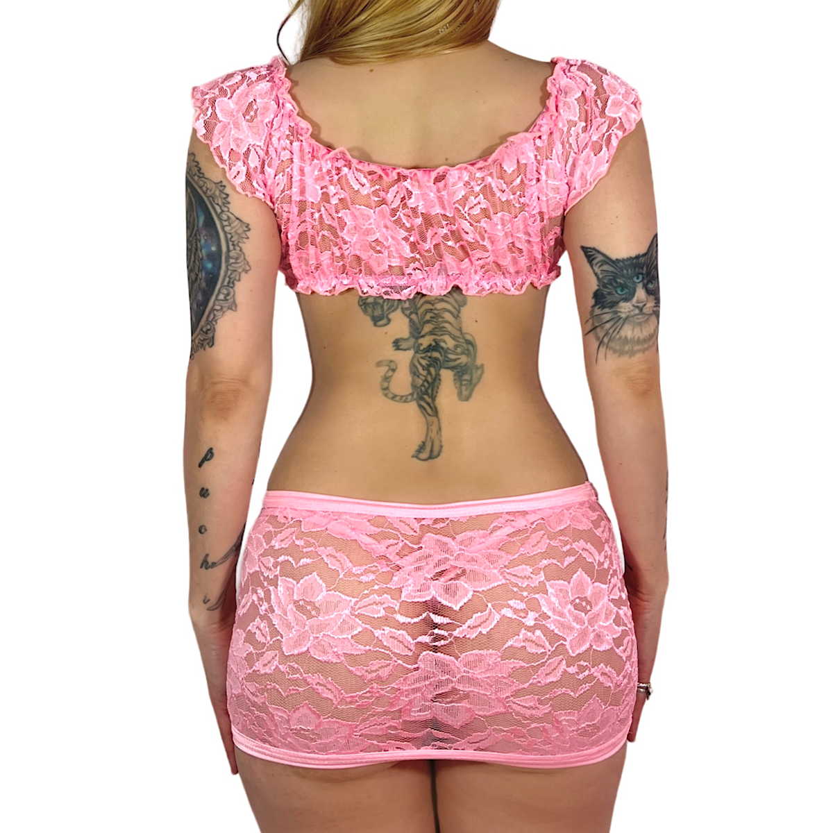 Just A Girl Lace Skirt Set: Baby Pink