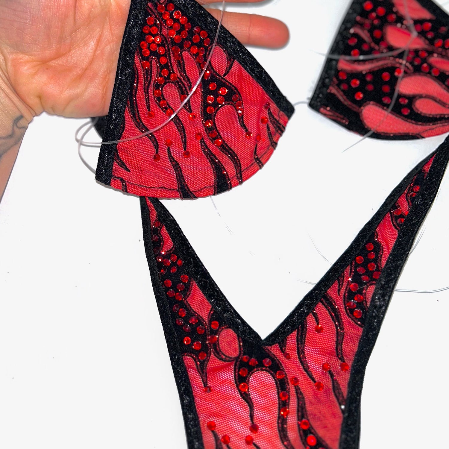 Barely There Invisible String Set: Hades Baby Bedazzled Flames Red