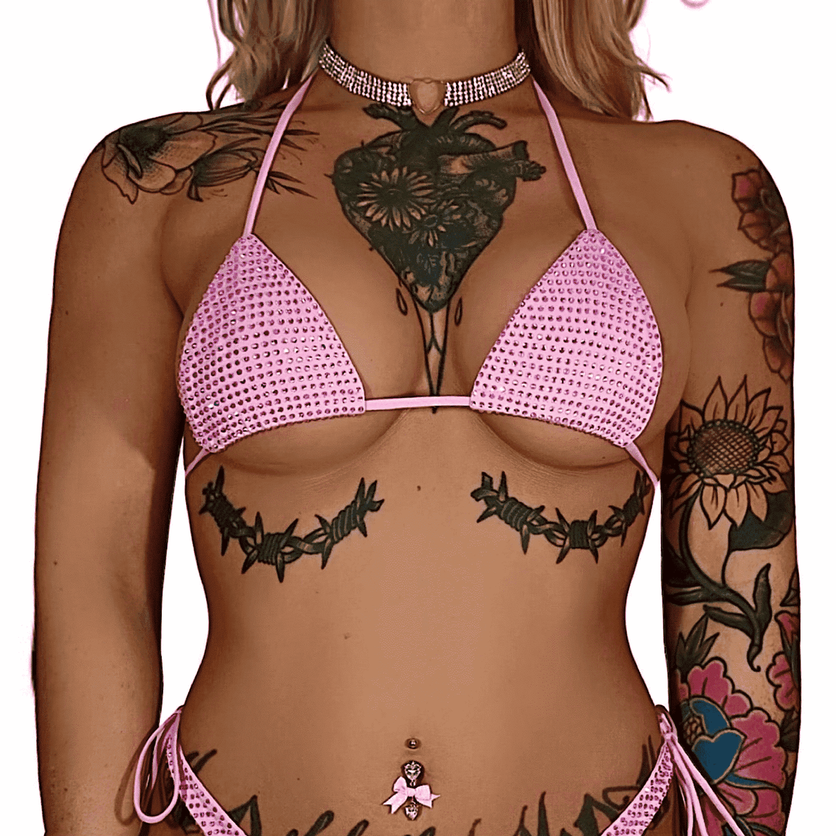 Angel Aura Hi Waist Set: Bedazzled Pink