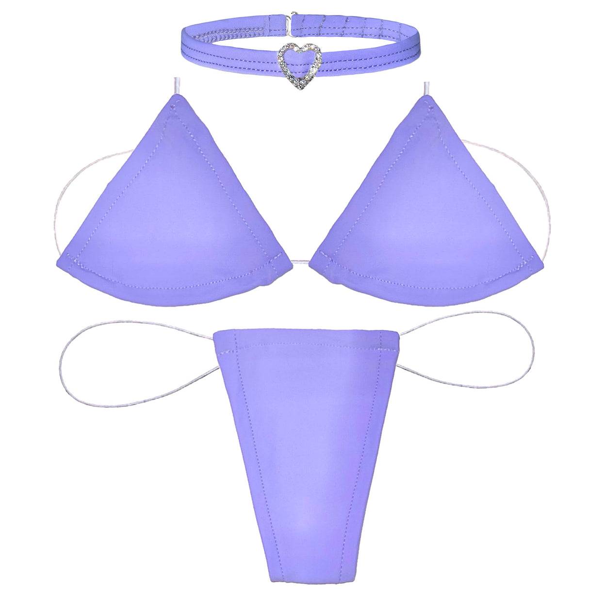ACE Microkini Set + Heart Charm Choker: Lover Girl Lilac