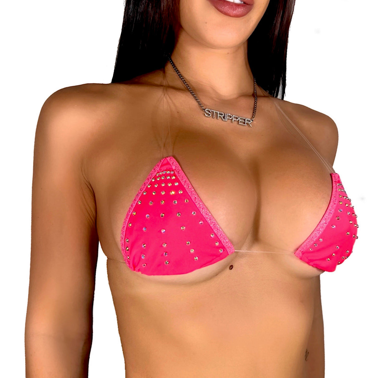 Barely There Invisible String Set: Coral Pink Bedazzled
