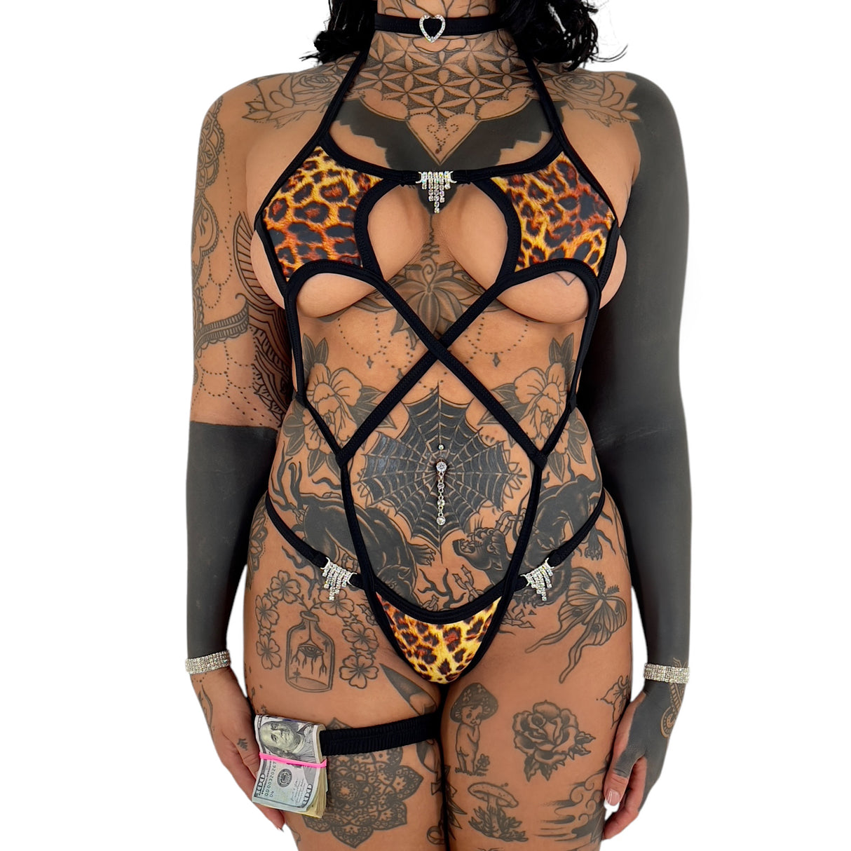 ACE Baby Star Sling Onesie: Leopard n’ Demon Time Black