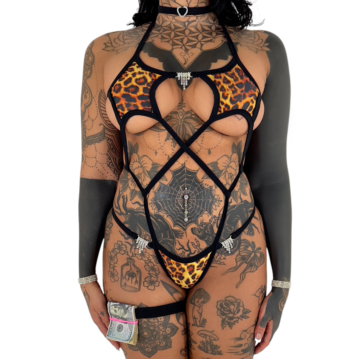 ACE Baby Star Sling Onesie: Leopard n’ Demon Time Black
