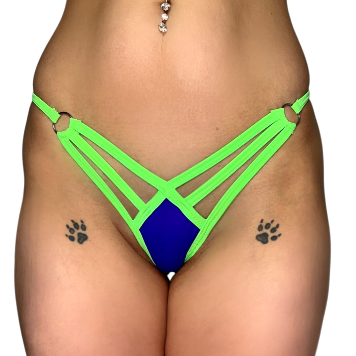 Strip Club to the Yacht Club Mini Kini: Purple & Lime Green
