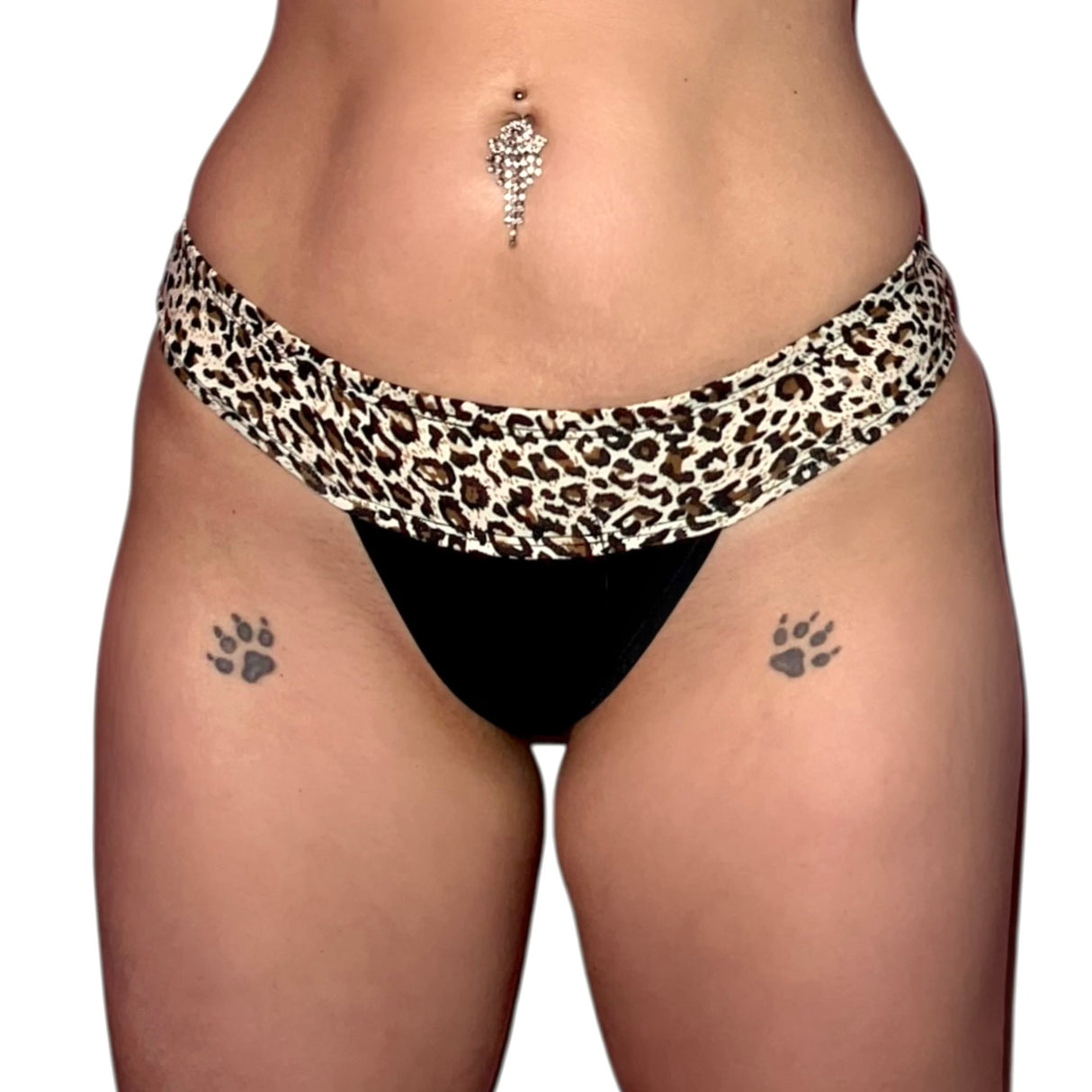 Tease 2 Piece Thong Set: Leopard & Black