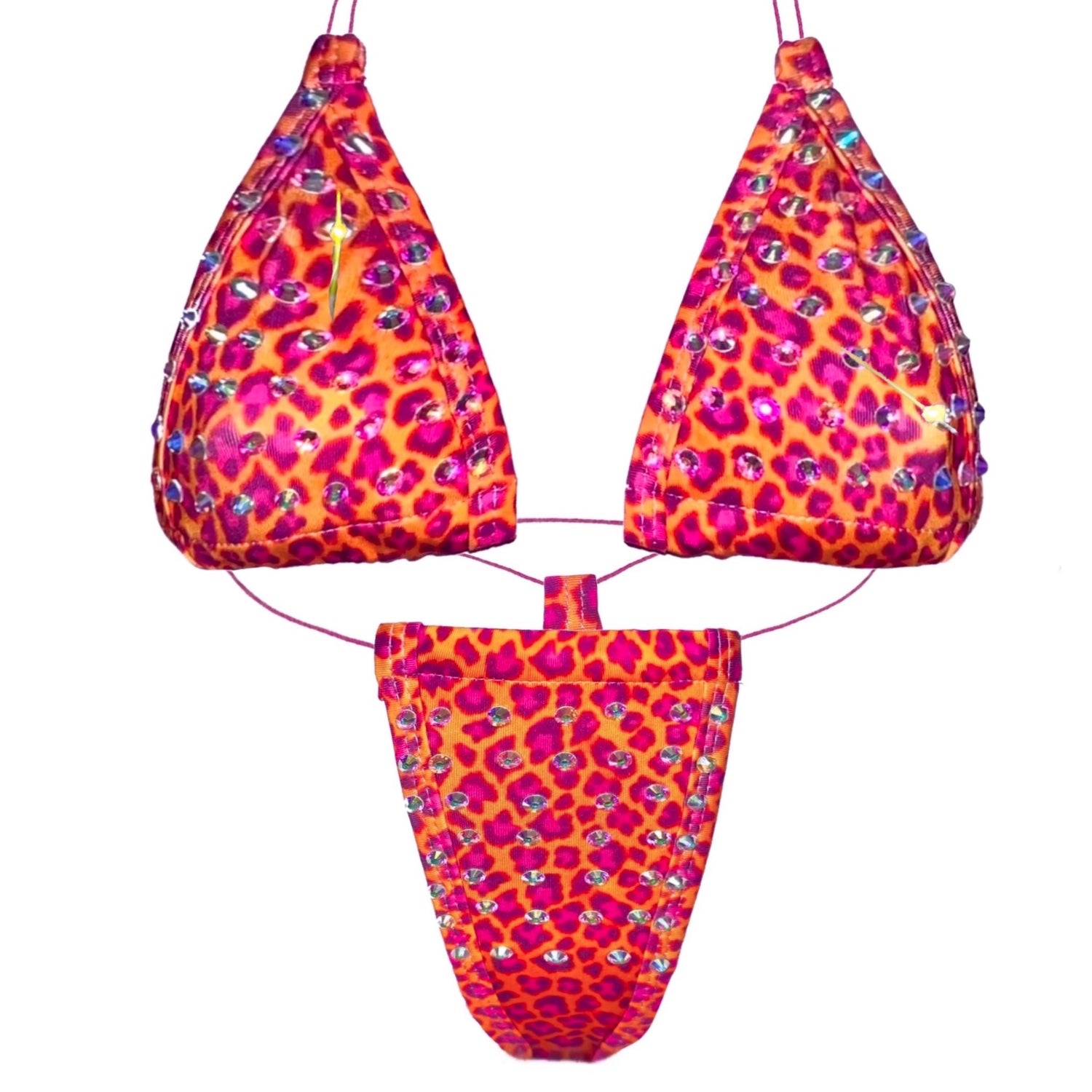 Bedazzled Microkini: Leopard Orange n' Pink