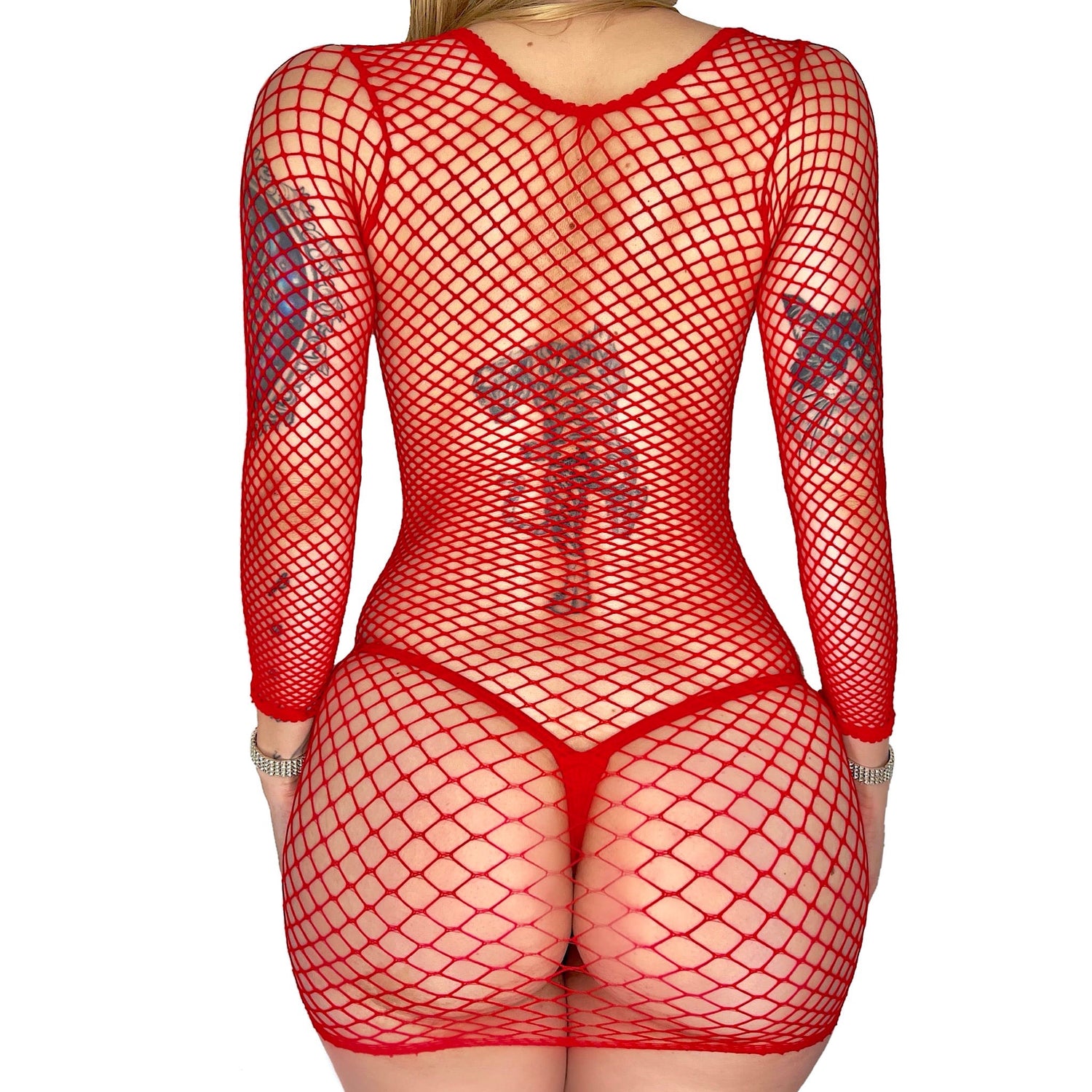 Crave You Fishnet Dress: Red
