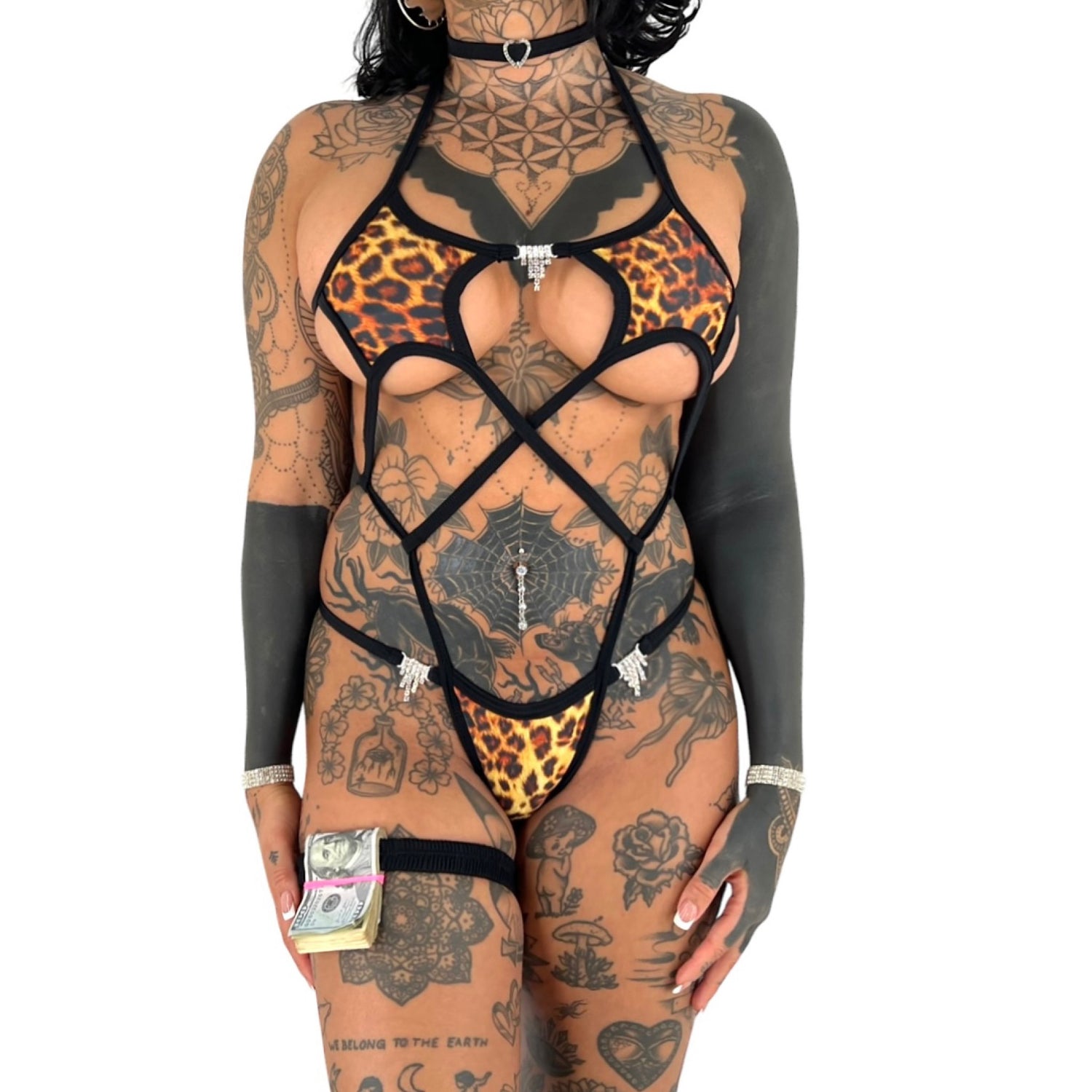 ACE Baby Star Sling Onesie: Leopard n’ Demon Time Black