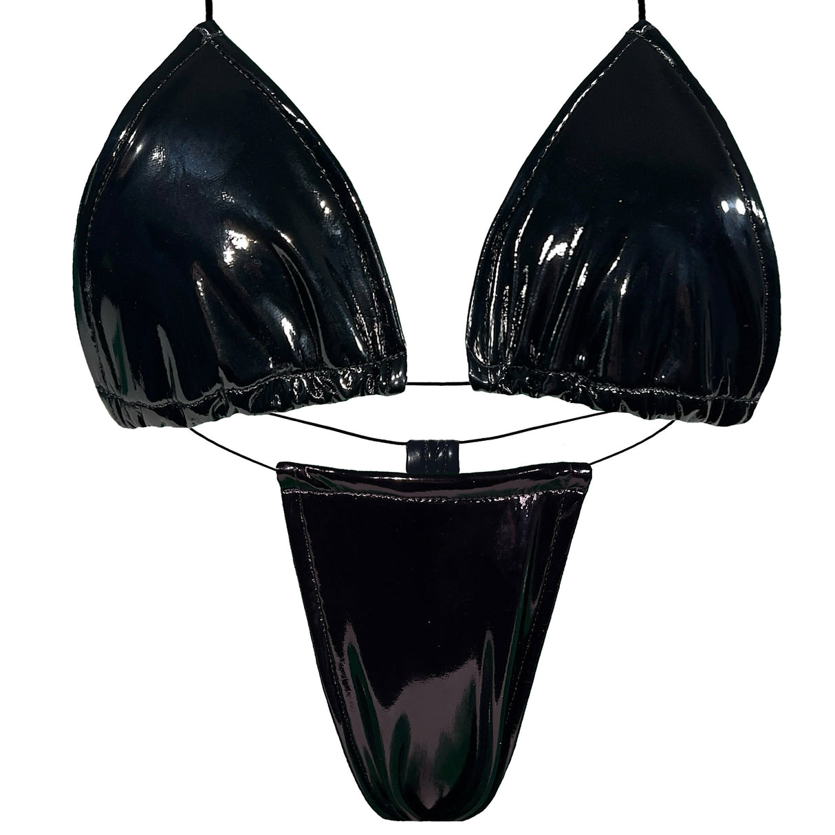 ACE Tieable Microkini + Garter: Latex 9 Lives Black