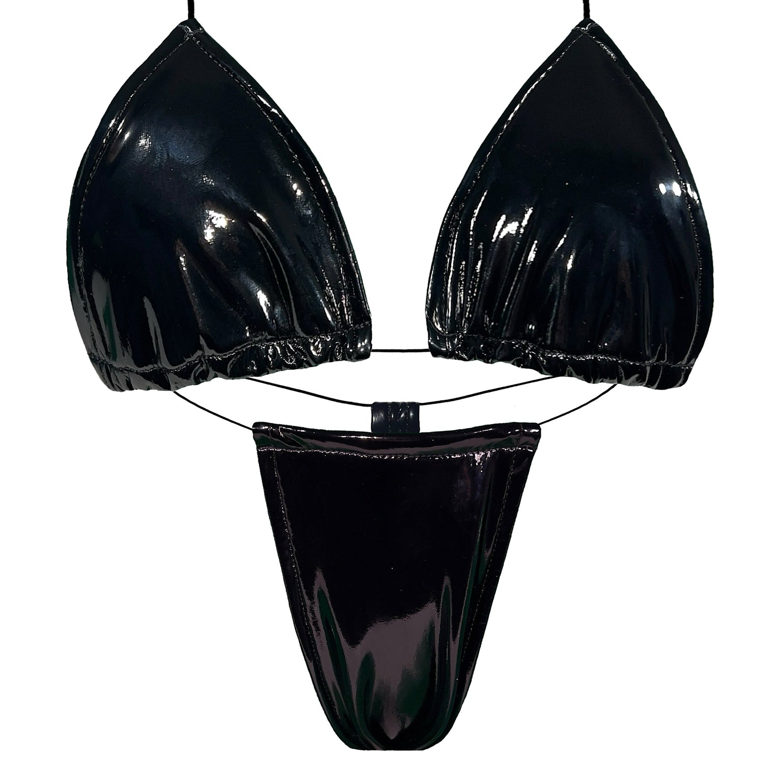 ACE Tieable Microkini + Garter: Latex 9 Lives Black