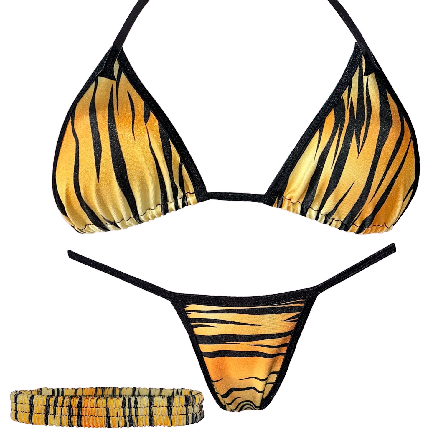 3 Piece Mini Kini & Matching Garter: Tiger Stripes