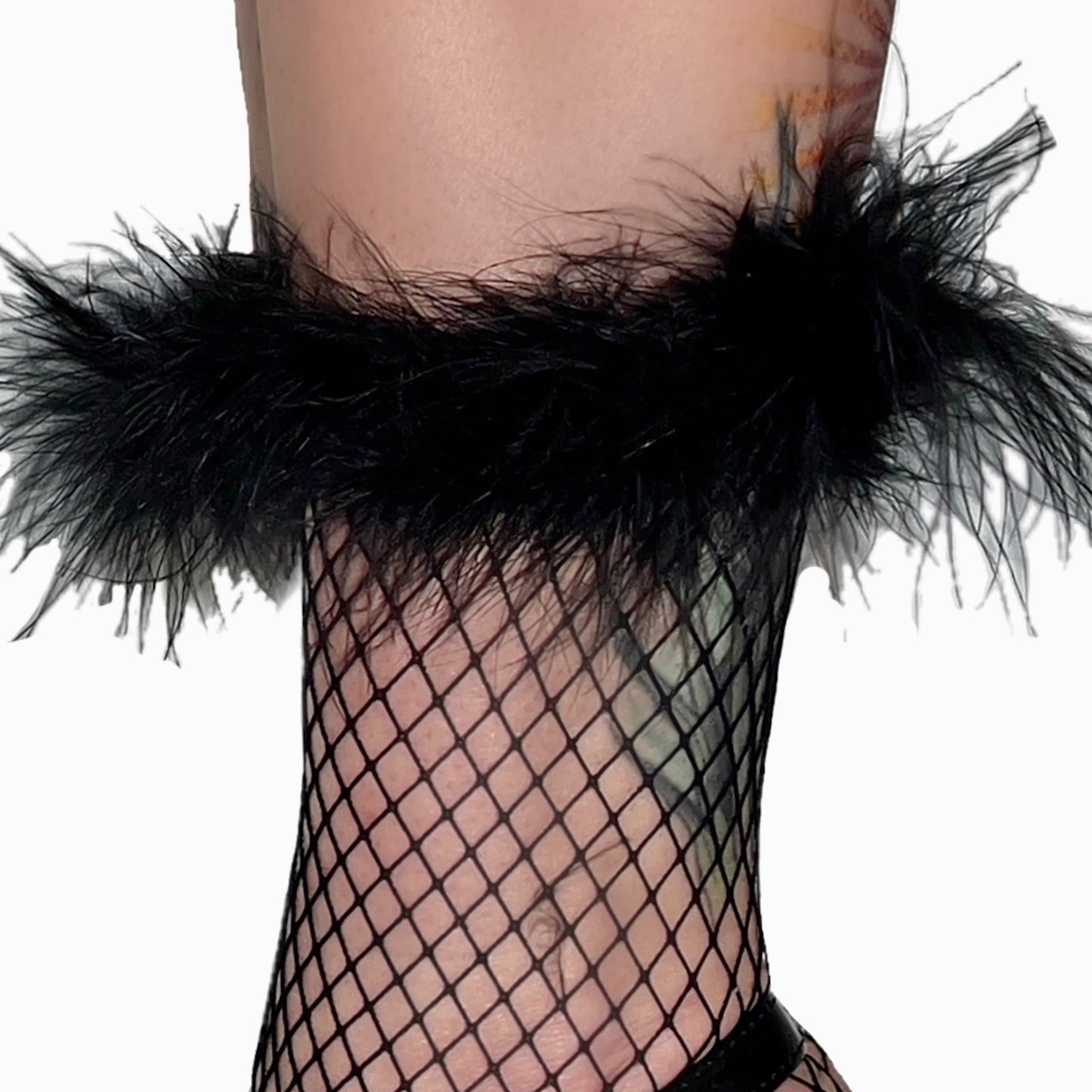 Baby Spice Feather Fishnet Socks: Black
