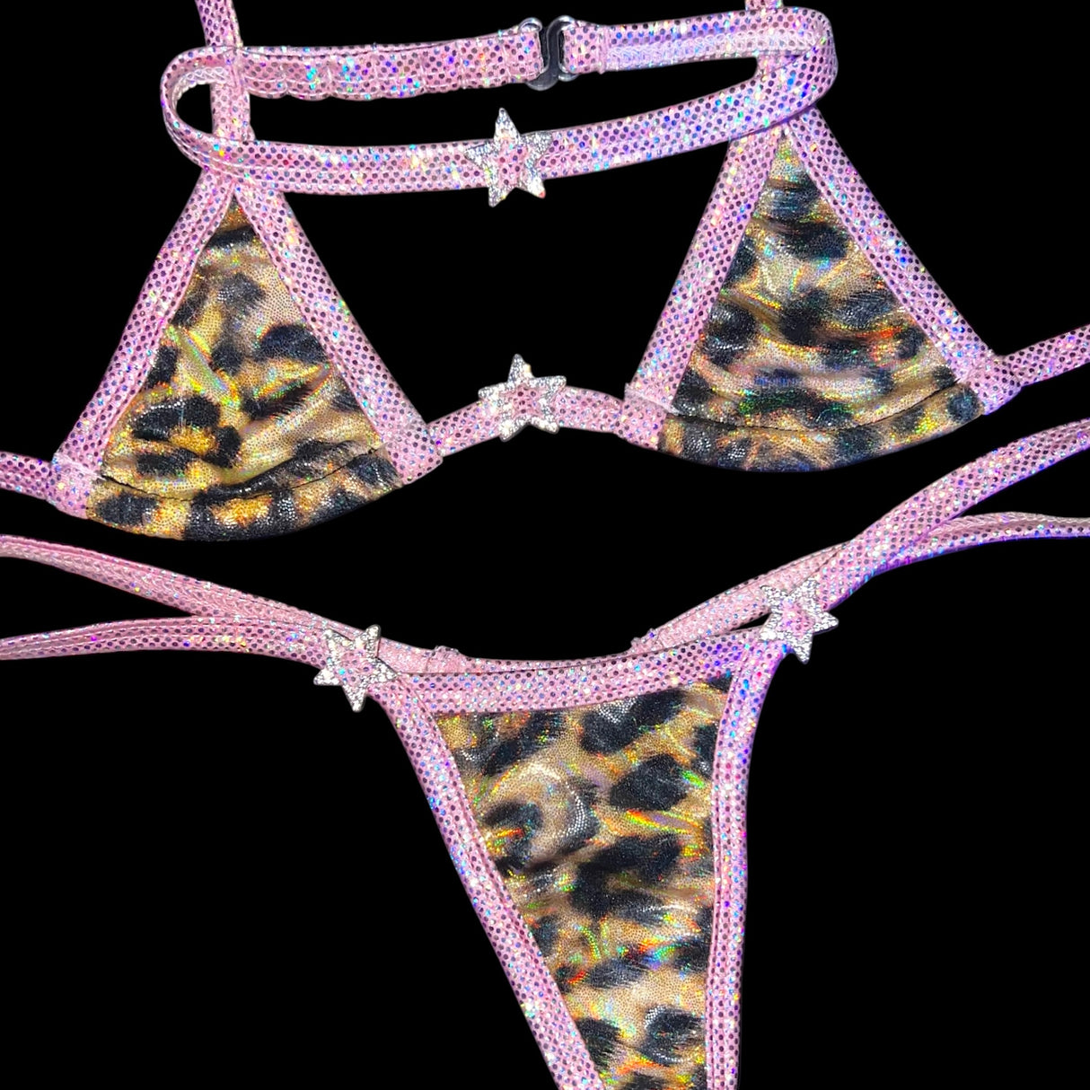 ACE Tri Top: Glossy Leopard n' Halo Baby Pink