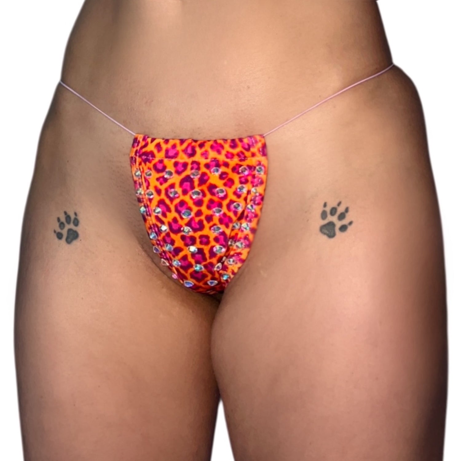 Bedazzled Microkini: Leopard Orange n' Pink