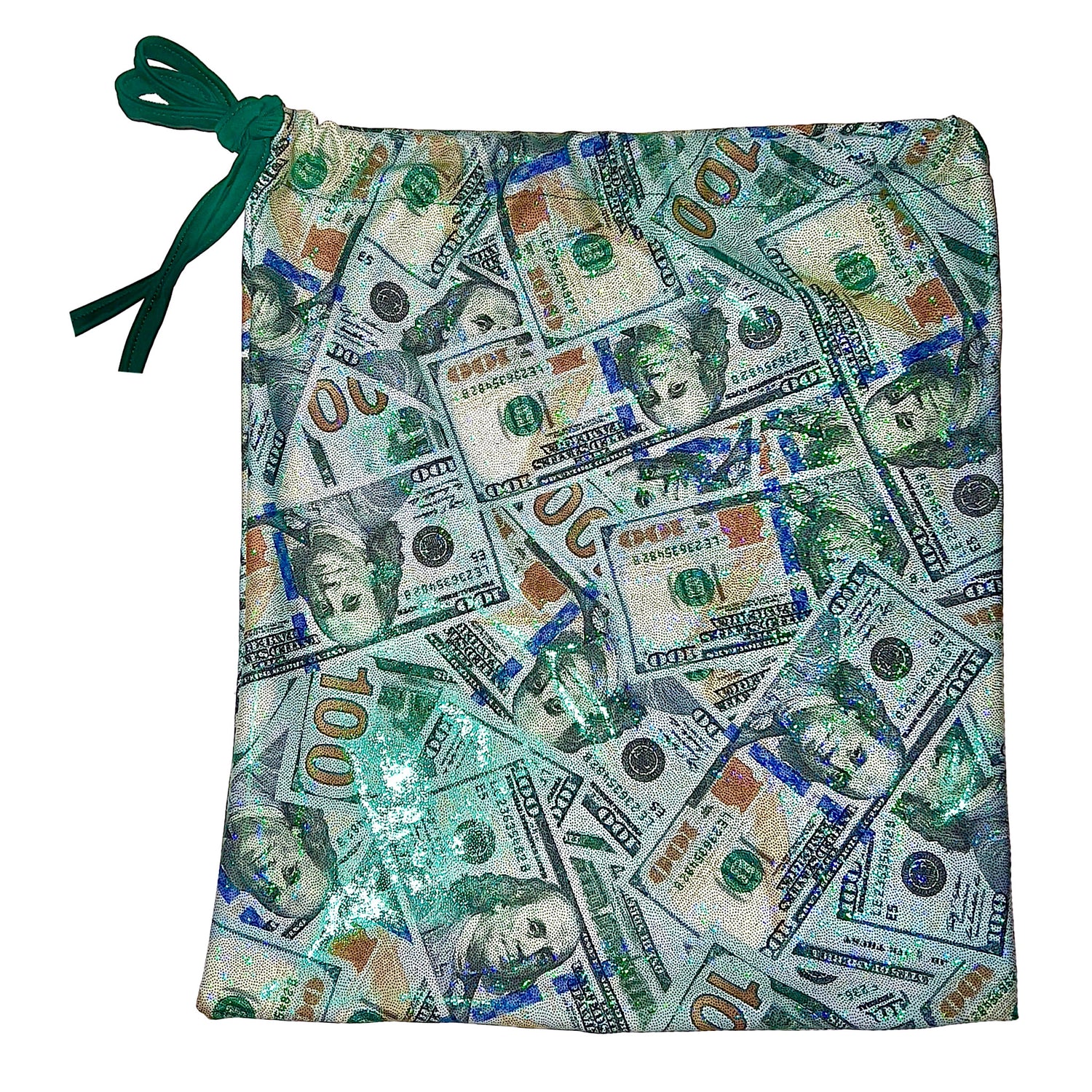 ACE Money Bag: HU$TLER Sparkly Money Green