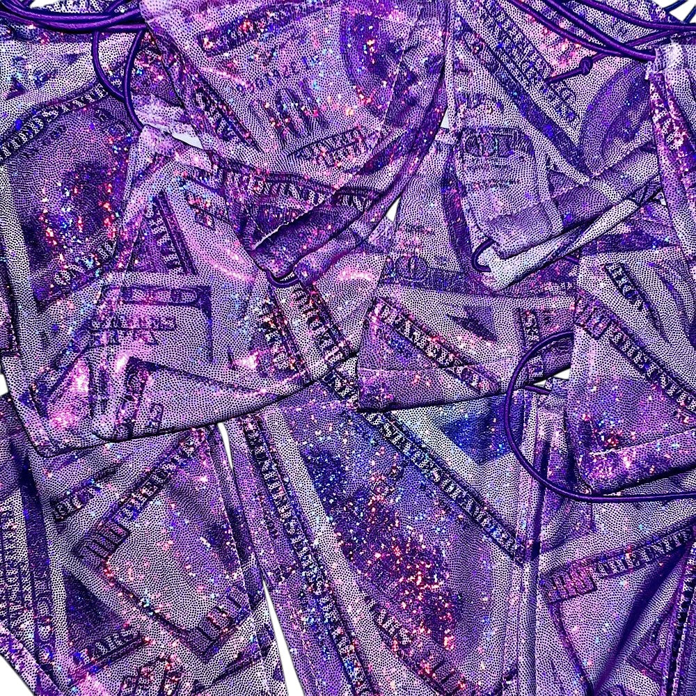 ACE Tieable Microkini: HU$TLER Sparkly Money Purple