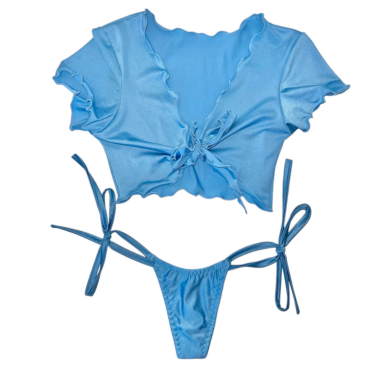 Girl Next Door Side Tie Set: Baby Blue