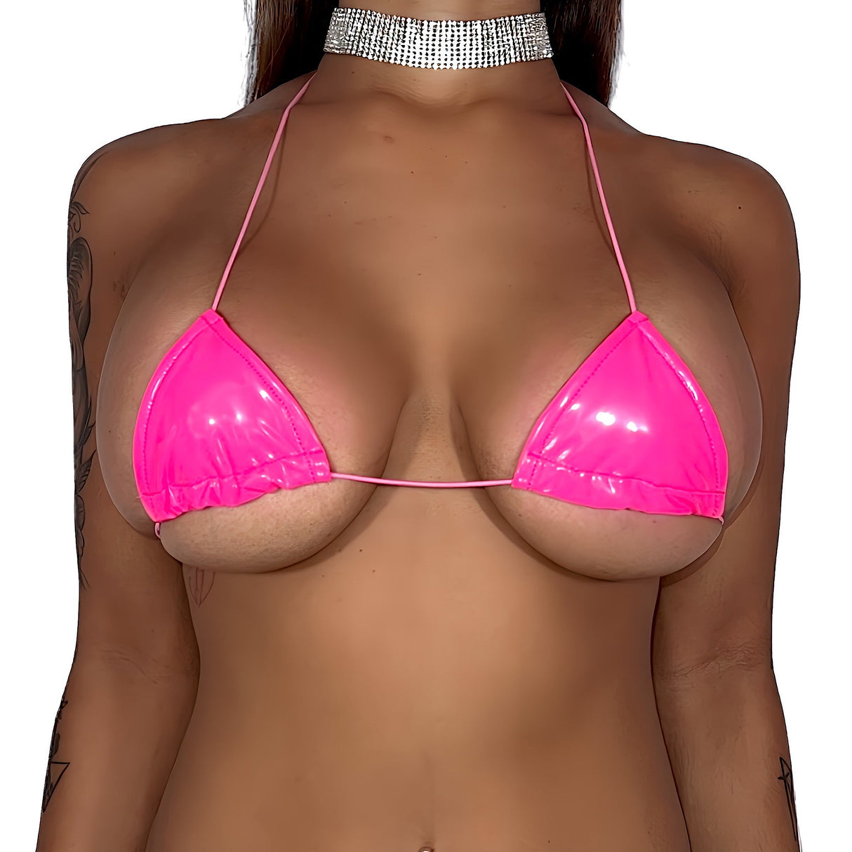 ACE Tieable Microkini + Garter: Latex Bimbo Pink