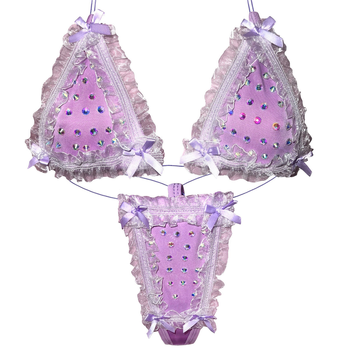 Bedazzled Microkini: Lacy Trim Lilac