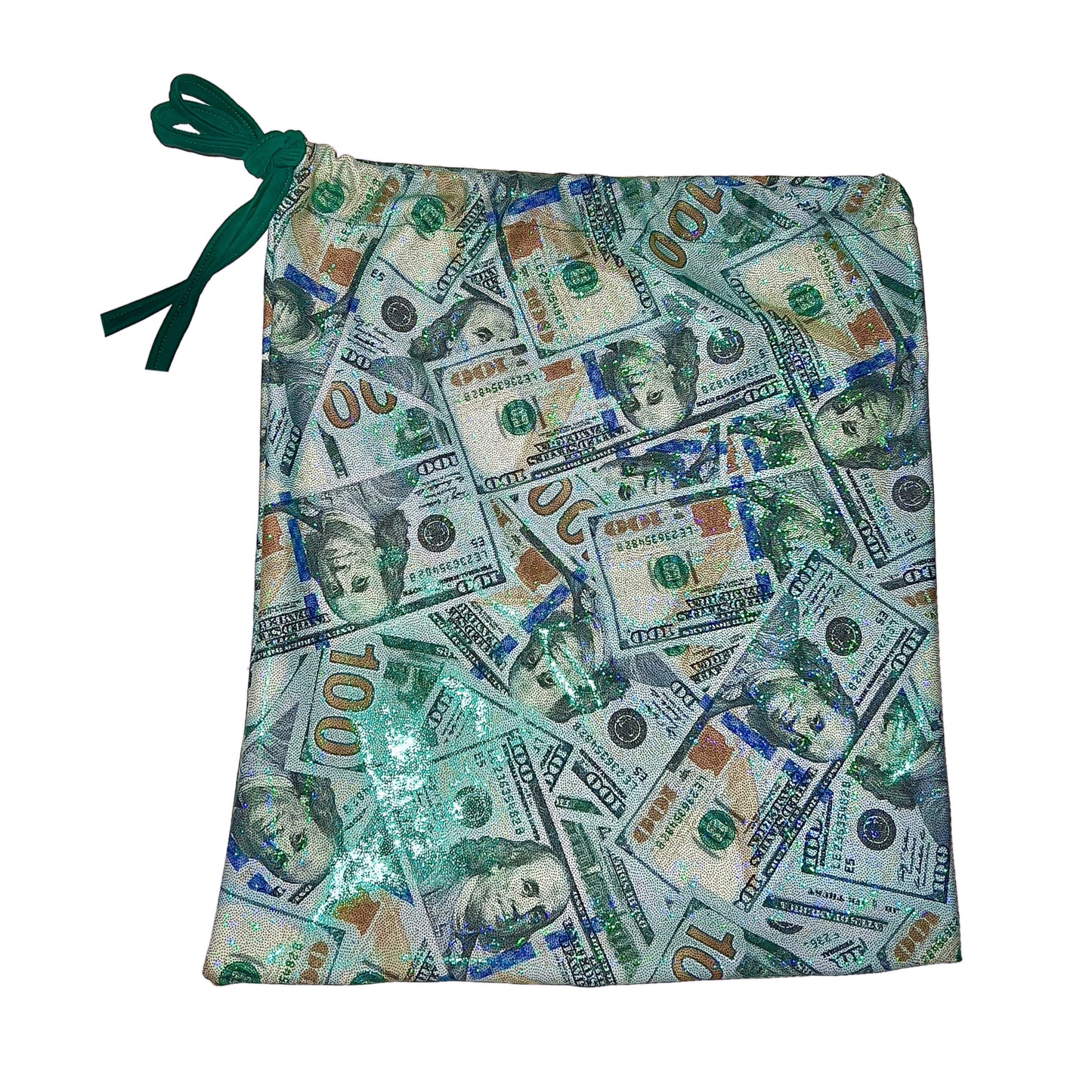 ACE Money Bag: HU$TLER Green Sparkly Money