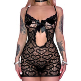 Main Squeeze Heart Net Dress: Black