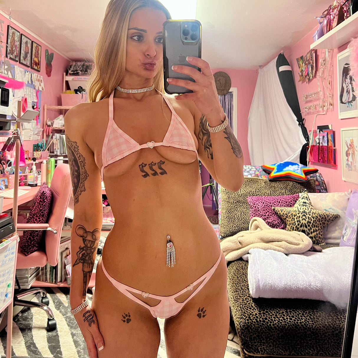 ACE Adore Tri Top: Gingham Baby Pink