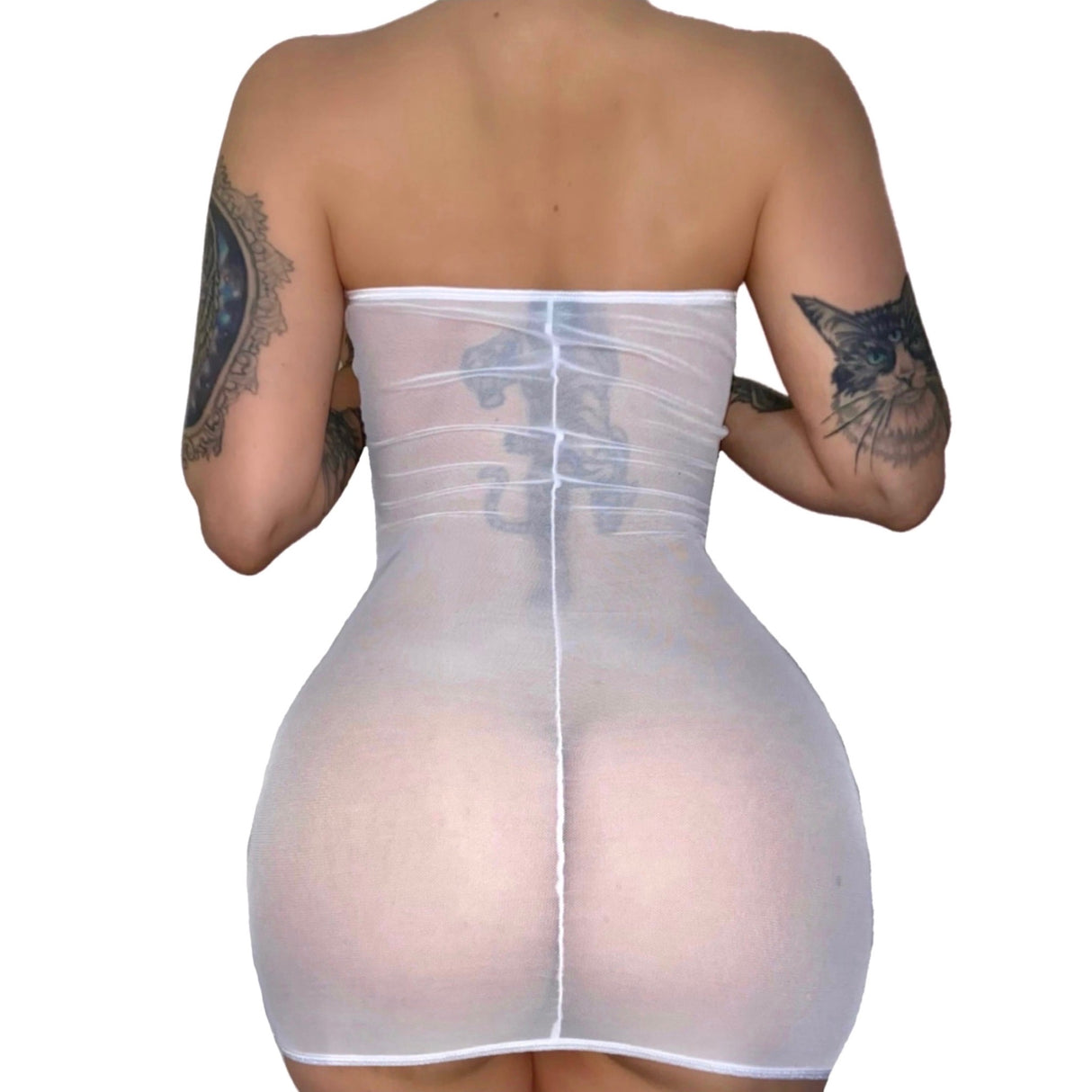 Lil Ho Peep Ruched Tube Dress: White Lace