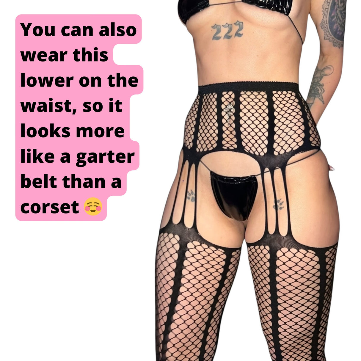 Corset Garter Net Thigh Highs: Black