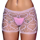 Main Squeeze Heart Net Shorts Set: Baby Pink