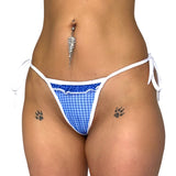 Girly Pop Frilly Trim Set: Mesh Gingham Blue & White