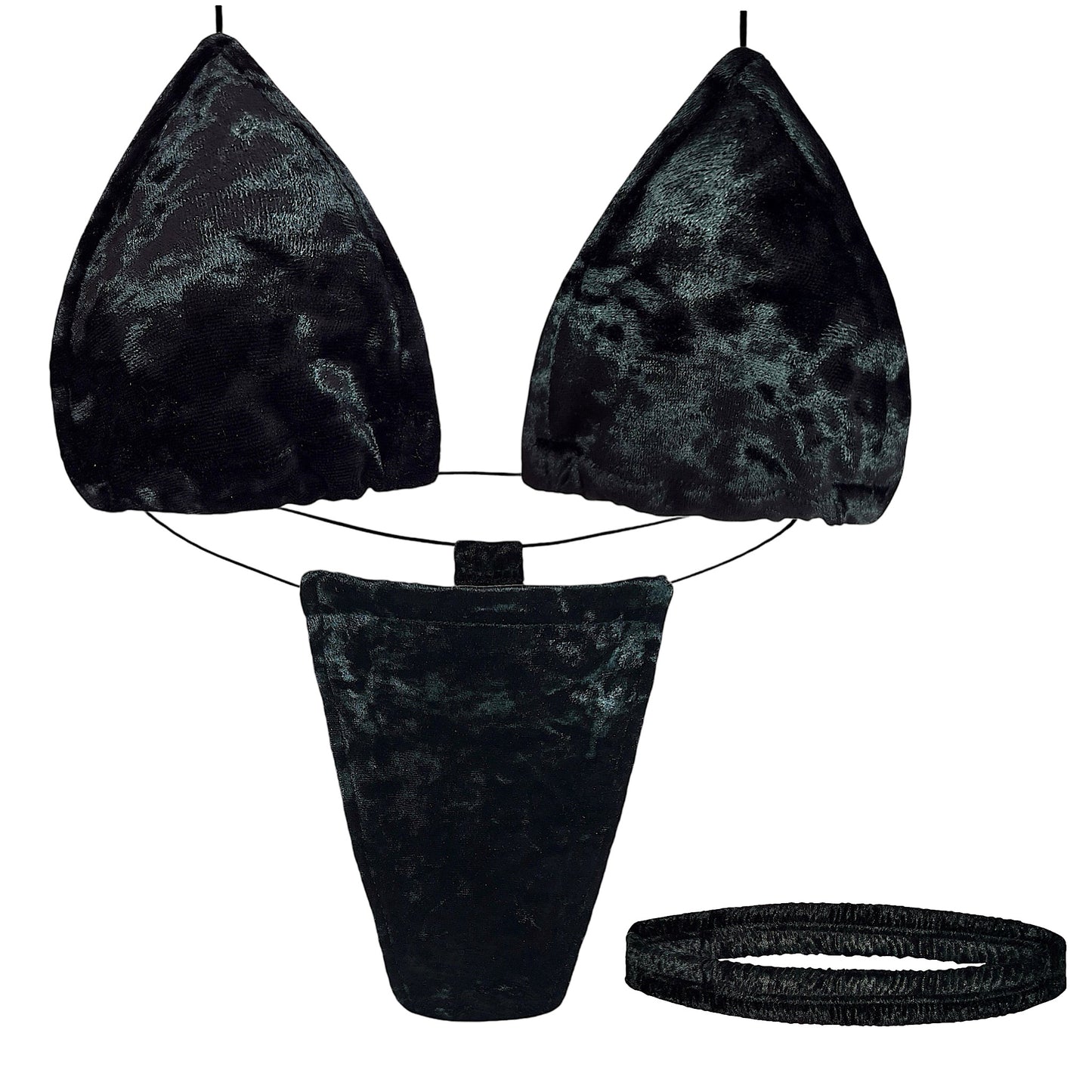 ACE Tieable Microkini + Garter: Velvet Crush Black