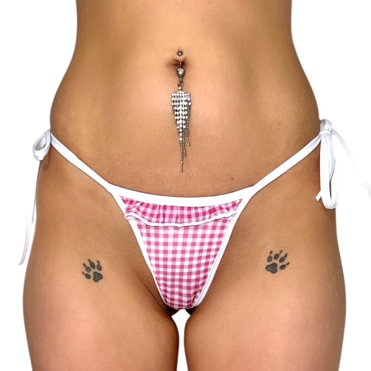 Girly Pop Frilly Trim Set: Mesh Gingham Pink & White