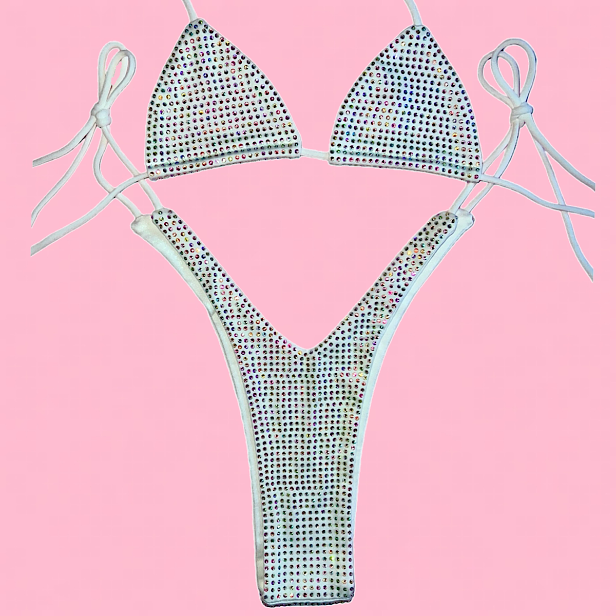 Angel Aura Hi Waist Set: Bedazzled White