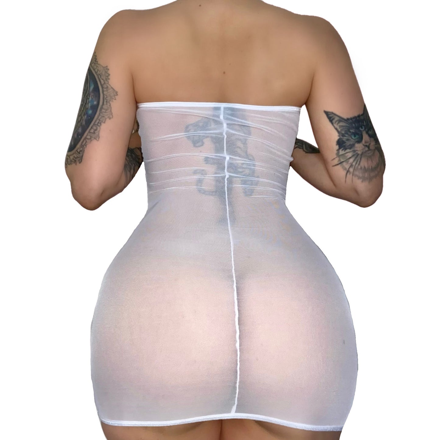 Lil Ho Peep Ruched Tube Dress: White Lace