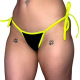 Lil Succubus Side Tie Set: Black Vinyl & Neon Yellow