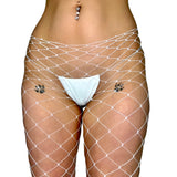 Wrapped Fishnet Capri Set: White